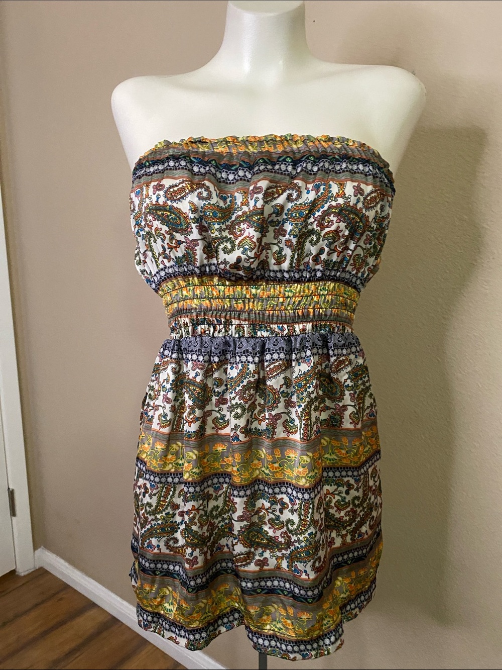 Poetry Multicolor Paisley Smocked flowy Boho fem festival Top S